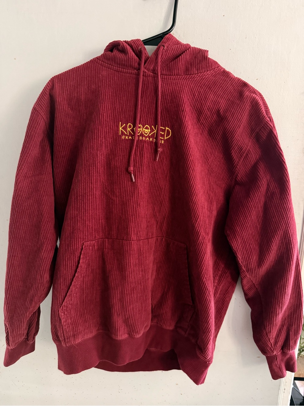 Men's Corduroy Crewneck Hoodie - Burgundy